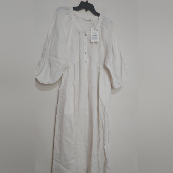 Zara Cream 100% Linen Tunic Dress - Picture 8 of 14